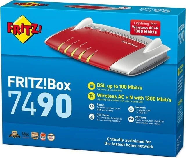 AVM FRITZ!Box 7490 International MESH WLAN Router VDSL DSL DE-Händler