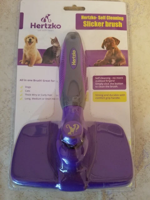 Hertzko Self Cleaning Pet Dog Cat Slicker Brush Grooming Gently Removes Hair