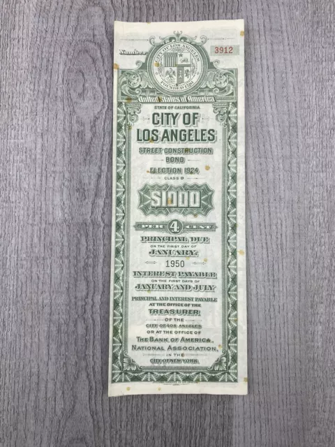 1924 California City of Los Angeles - Street Construction Bond Election 1924