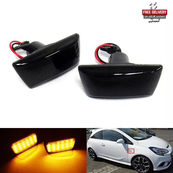 2x Black Side Indicator LED Repeater Light For Adam Astra H J GTC VXR Corsa D E