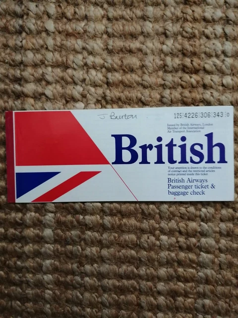 BRITISH AIRWAYS PASSENGER Ticket 1981 £4.36 - PicClick UK