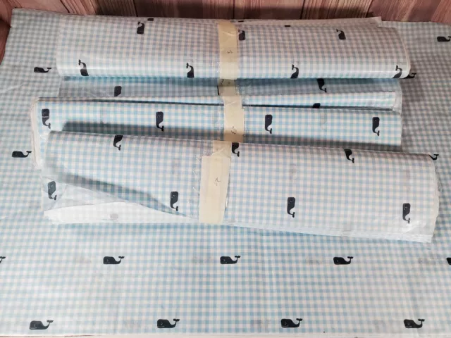 145+ Sheets Vineyard Vines Whale Blue Checkered Gingham Tissue Paper 20" x 30" 2