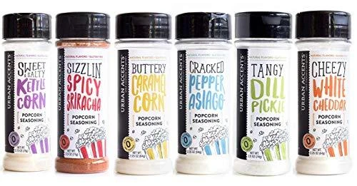 Paquete de variedades de condimento de palomitas de maíz gourmet de 6 sabores naturales - eneldo encurtido wh...