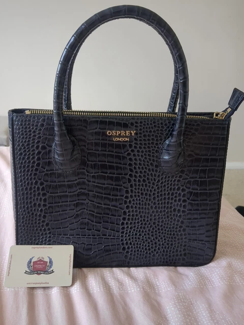 osprey black mock croc tote bag london brown effect faux leather shoulder handbag vintage style Strong yet lightweight The Fulham Faux Leather Mini