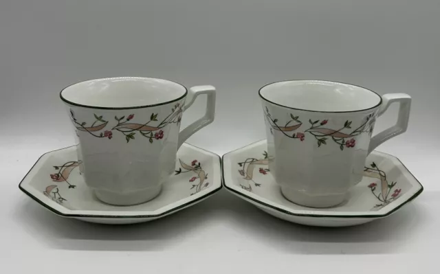 Johnson Bros. England Stoneware Cup & Saucers X 2 - Eternal Beau Pattern