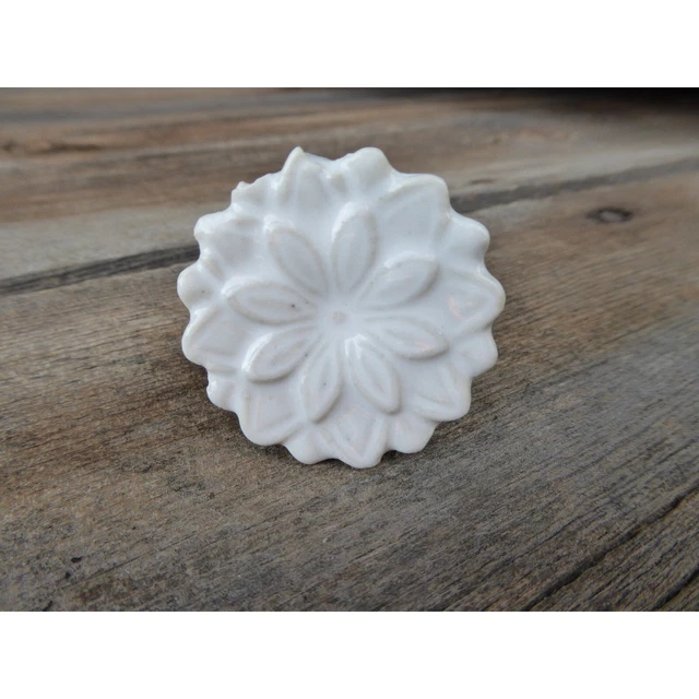 Vintage Drawer Pull White Ceramic Flower Handle Cabinet Dresser Door Knob