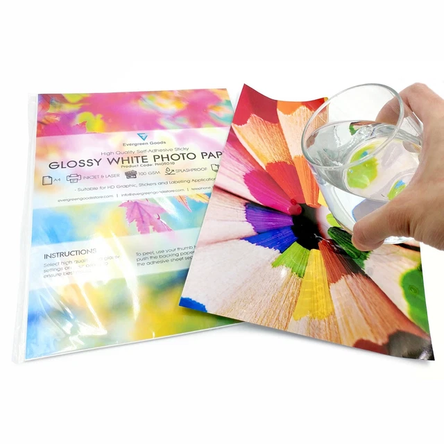 HD PHOTO PAPER Self Adhesive A4 Glossy White Sticker Label Printable ...