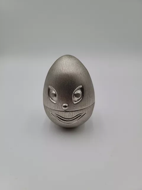 Napier Egg Shape Brushed Silver Metal Piggy Bank Unique Humpty Dumpty Change Jar