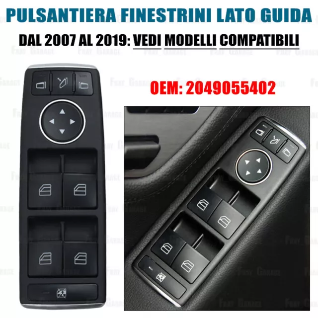 Pulsantiera Finestrini Lato Guida per MERCEDES 2007/2019 [vedi modelli] - TIPO 2