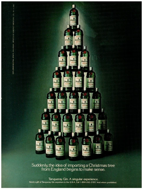Tanqueray Gin Christmas Tree Import England Print Advertisement 1984
