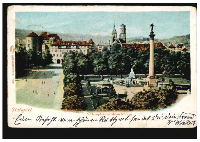 AK Stuttgart: Schlossplatz mit altem Schloss, STUTTGART No.1 (XI) 14.2.1903