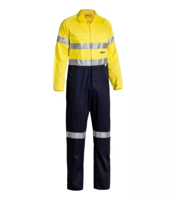 Bisley Workwear Taped Hi Vis Lightweight Coverall BC6719TW Yellow/Navy Size 87R