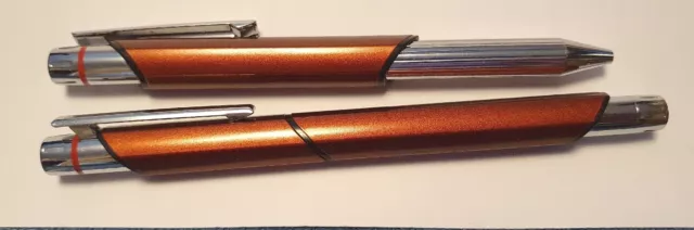 Rotring NEWTON FÜLLER Fountain Pen Kugelschreiber  Ball Point + Orange Crome SET 3