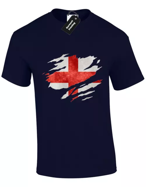 England Flag Slash Mens T Shirt Patriotic Football Fan Top Cool Design (Colour)