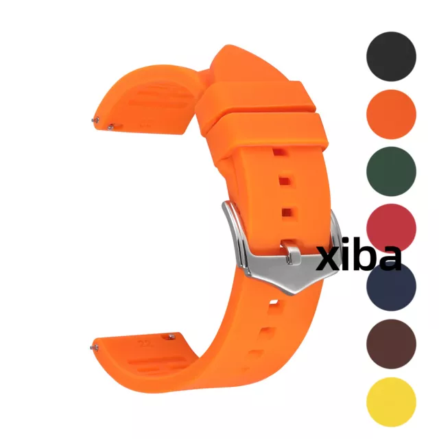 Quick Release Watch Band Strap 18mm-22mm 24mm Silicone Rubber Watch Bracelet