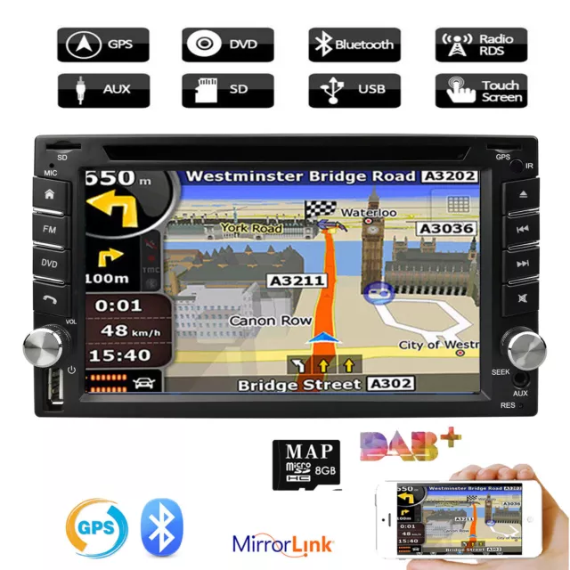 6.2" Double 2 DIN HD Car Stereo DVD VCD CD Player GPS Navigation BT USB/SD Radio