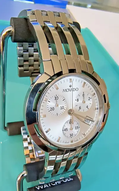 MEN\'S SILVER MOVADO Esperanza Chronograph Watch 0605823 Rare $152.50 -  PicClick | Schweizer Uhren