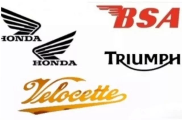 2 X CLASSIC TANK DECALS STICKERS compatible with ,BSA, TRIUMPH,VELOCETTE,HONDA.
