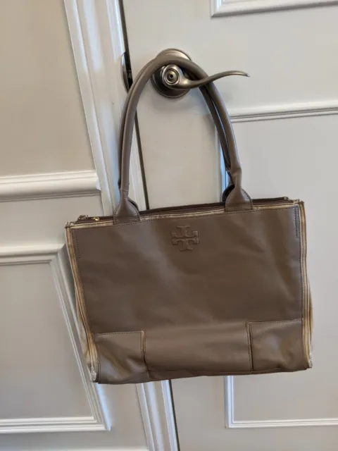 Tory Burch Ella canvas and pebbled leather tote bag large