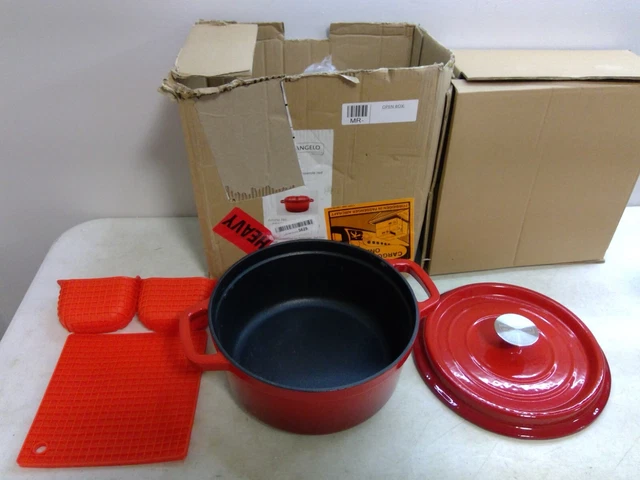 MICHELANGELO Cast Iron Skillets With Lid, Enameled Cast Iron Dutch Oven 4 Quart