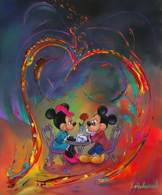 Mickey Minnie Walt Disney Fine Art Jim Warren Signed Lt Ed 195 Valentine's Day