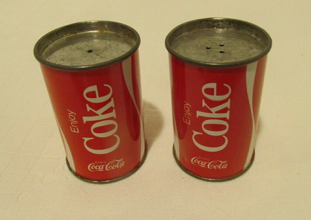 Coca Cola Vintage Pair Miniature COKE Soda Pop Can Salt Pepper Shakers S&P
