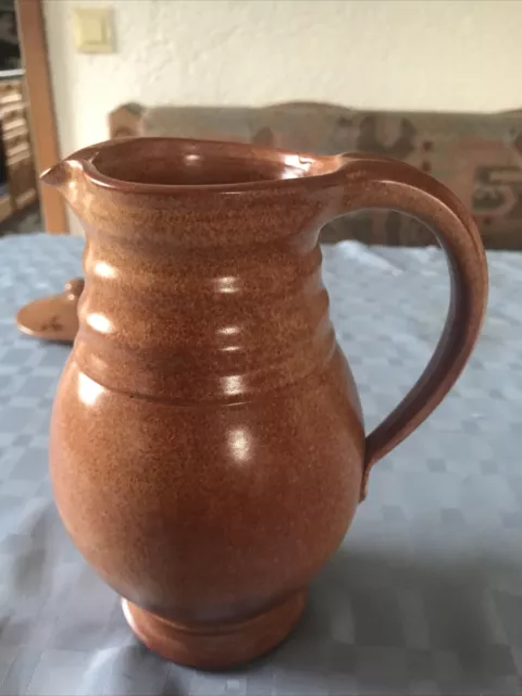 alter Tonkrug Vase mit Henkel Steingut Keramik Glasiert Krug Kanne Ausgiesser