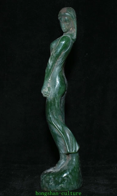 Plaque Décorative Ancienne En Jade Vert – Bateau Voilier Dragon – Chine – Sur Support