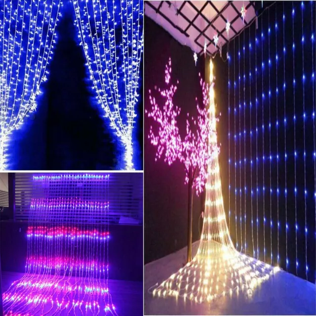 3*3M 320LED Waterfall LED Window Curtain Light String Fairy Wedding Party Xmas