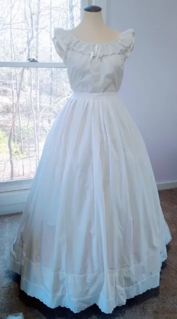 Civil War Dress~Victorian Style-  White Cotton Plus Size Over Hoop Petticoat.
