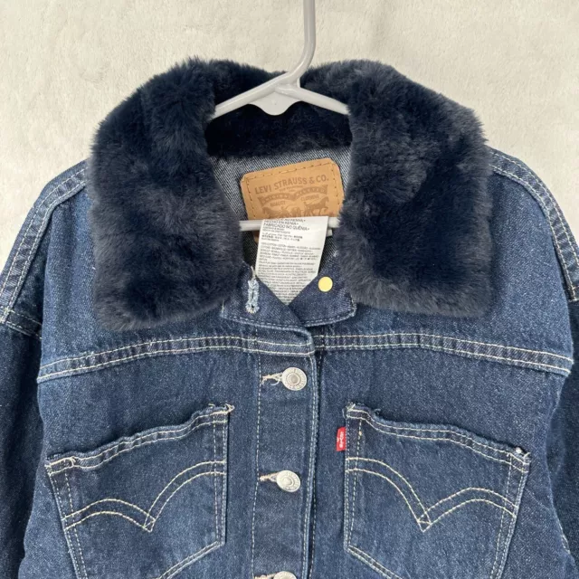 Levis Jacket Girls Youth Small Blue Oversized Denim Trucker Jacket NEW $70 3