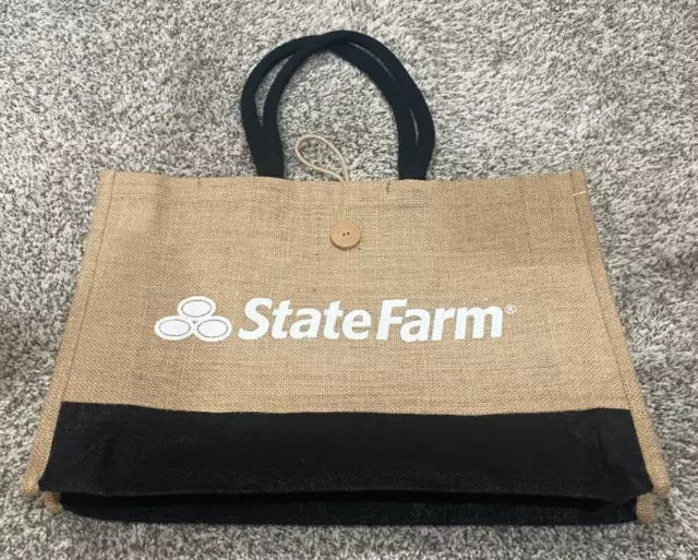 State Farm Canvas Burlap Beach Pool Bag Purse - 17" x 12" x 4" - New, Never Used