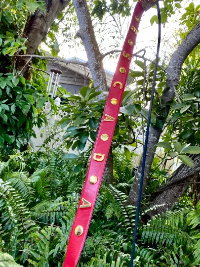 Vintage 80s Escada Belt Red Leather and Brass Made in Western Germany Signature 2