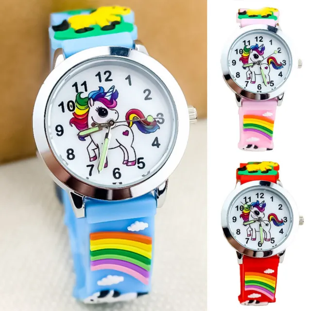 Kid' Unicorn Wrist Watch Children Silicone Watch Gifts Analogue Cute Horse Pony