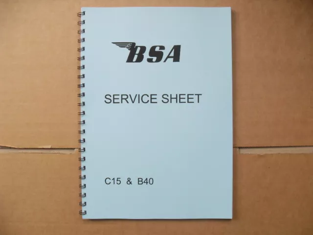 Bsa C15 C15T C15Ss80 B40  Workshop Manual Service Sheets For 1958 To 1966 Models