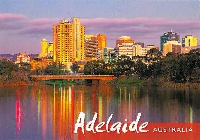 L0961 Australia SA Adelaide Torrens River Skyline reflections postcard