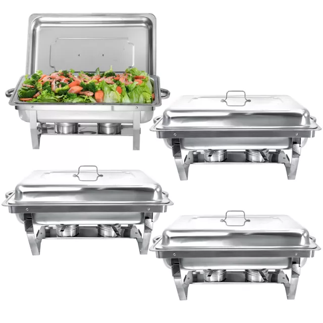 9L 4 Pack Chafing Dish Set Bain Marie Food Warmer Buffet Pan Heater for Party