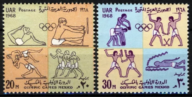 UAR Egypt 1968, Olympics Mexico 68 set VF MNH, Mi 896-97, Cat 3,8€