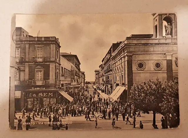 cartolina taranto via ciro giovinazzo formato grande 1955