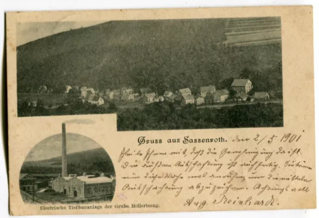 AK Sassenroth,Zeche,Bergbau,Grube Hollertszug,bei Herdorf,Betzdorf 1901