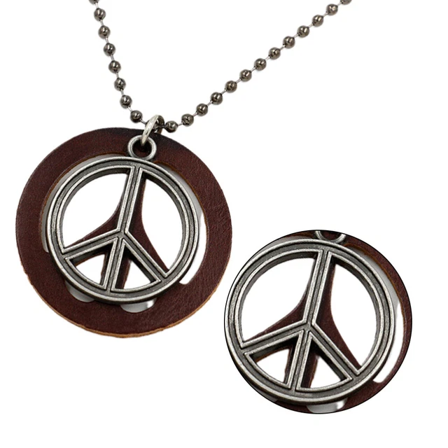 2 Stück Retro Peace Charm Halskette Peace Sign Anhänger Schmuck Mode Pullover