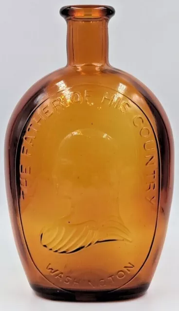 Wheaton Glass Amber Large The Father of his Country George Washington Bottle