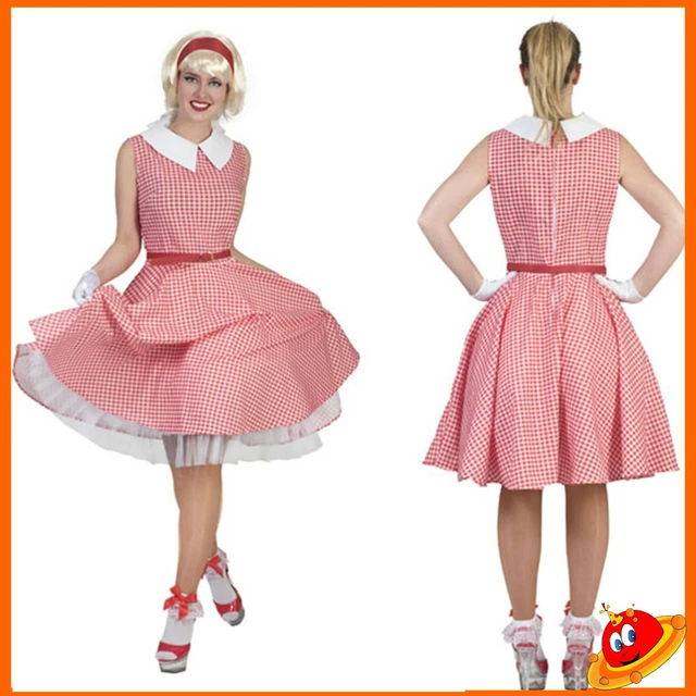 COSTUME CARNEVALE DONNA Ragazza Abito Grease Sandy Barbie Anni 60s