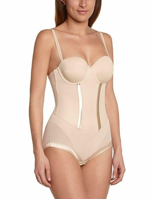 Maidenform Easy-Up Firm Control Bodysuit 1256 40C Beige NWT