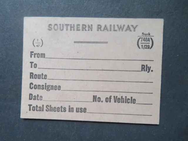 Vintage Unused Southern Railway Wagon Label