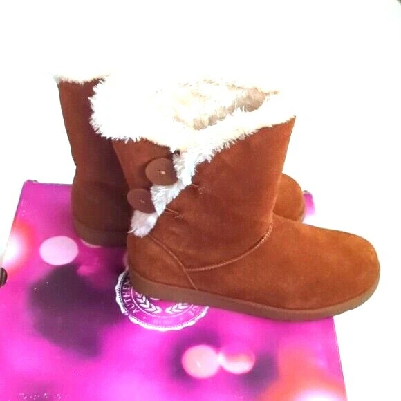SO Women's Suede Mid-Calf Winter Boots Shoes Size 7.5  8.5 Chestnut MSRP $70