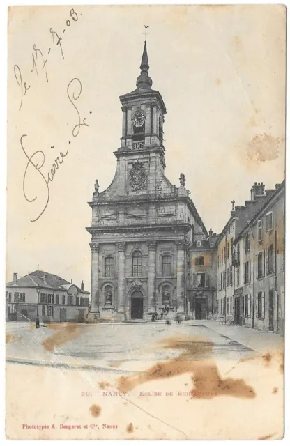 NANCY 54 Église de Bonsecours CPA Précurseur écrite Mr Imbert de Montagnac 1903