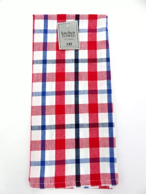 DII ~ Patriotic Kitchen Towel 18 x 28 inches ~ American Plaid Dishtowel