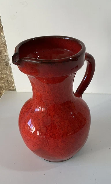 Pichet à Lait émaillé Rouge à Pois - 2 Litres, Style Rétro, Poignée Bois/métal, Lave-vaisselle