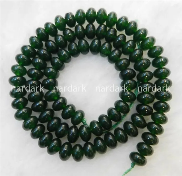 DARK GREEN 4x6mm NATURAL JADE GEMSTONE RONDELLE LOOSE BEADS 15" STRAND AAA